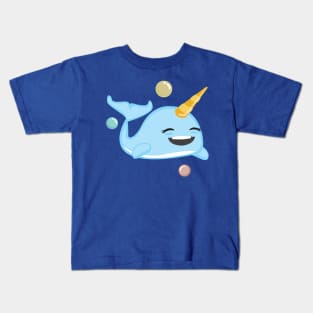 Cute Kawaii Narwhal Smiling Under the Sea Kids Design Kids T-Shirt